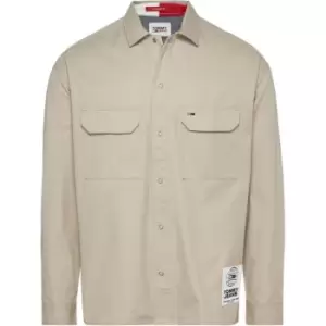 Image of Tommy Jeans Soft Solid Cotton Over shirt - Beige
