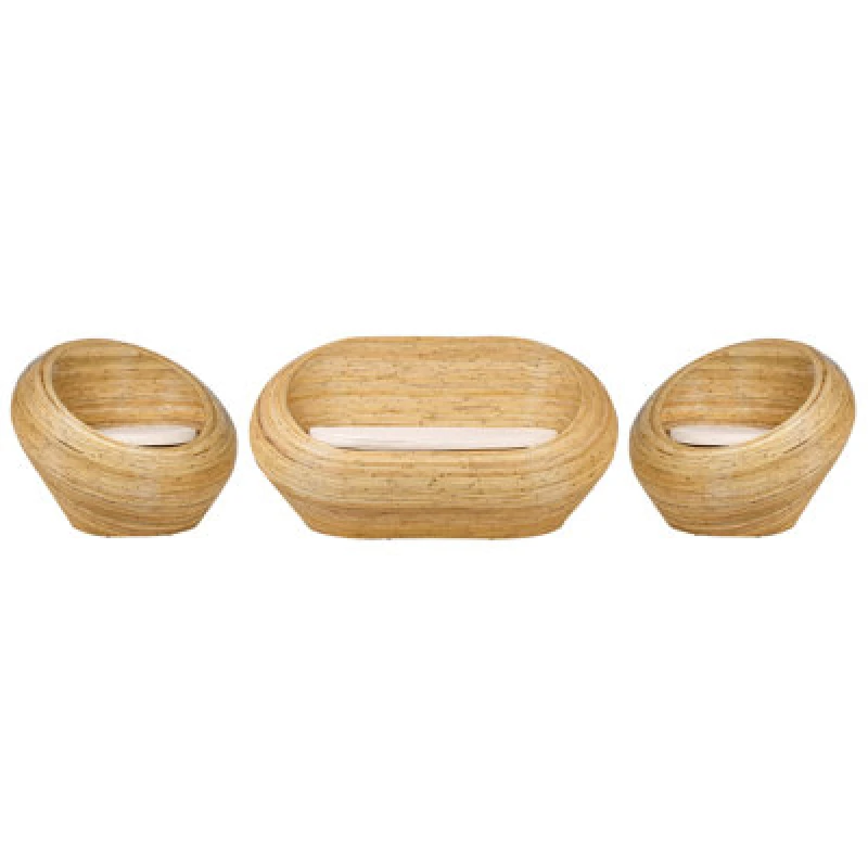 Image of Beliani Garden Sofa Set 4 Seater Maiori Rattan Natural