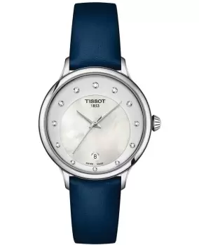 image of Tissot Odaci-T Mother of Pearl Diamond Dial Leather Strap Womens Watch T133.210.16.116.00 T133.210.16.116.00