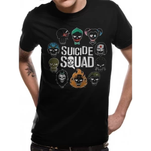 Image of Suicide Squad - Logo And Icons Mens Large Short Sleeve T-Shirt - Black