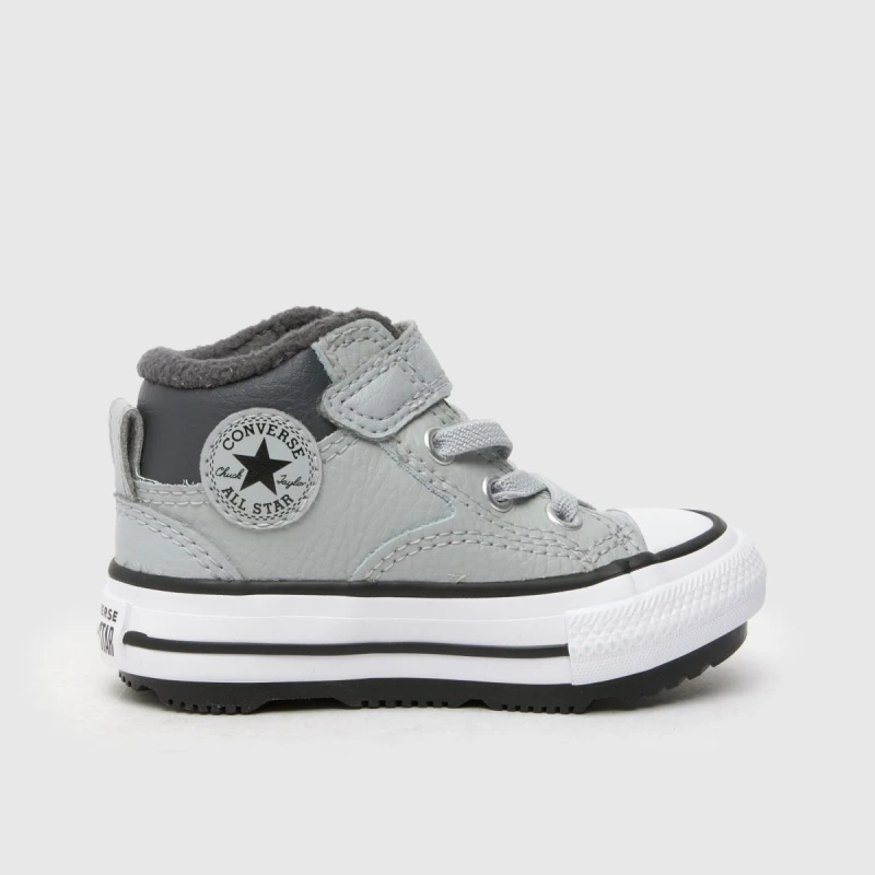 Image of Converse Kids Malden Street Mid Counter Climate Trainers in Leather grey Baby 18 (2);19 (3);20 (3.5 to 4);21 (4.5)