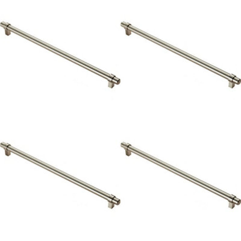 Image of Loops 4x Round T Bar Cabinet Pull Handle 360 x 14mm 320mm Fixing Centres Satin Nickel Metallics unisex