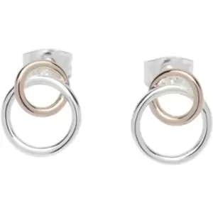 image of Ladies Unique & Co Sterling Silver 925 Stud Earrings with Rose Gold Plating