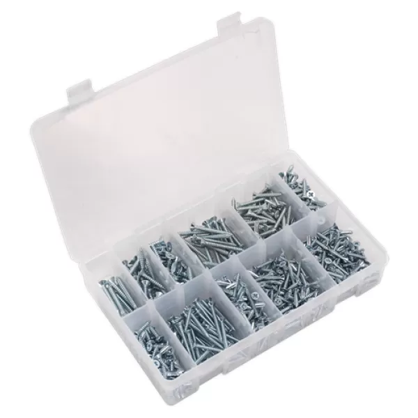 Image of Sealey AB065STCP Self Tapping Screw 600pc Countersunk Pozi Zinc DIN 7982
