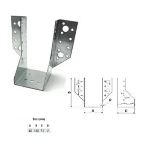 Image of Jiffy Timber Joist Hangers Decking Lofts Roofing Zinc Packs - Size 60x130x72x2mm - Pack of 20