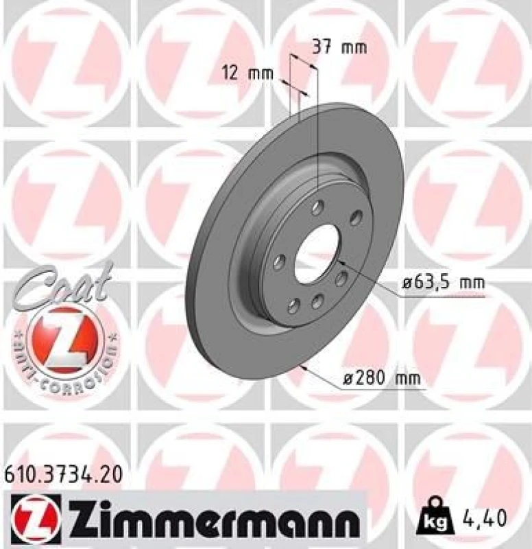 Image of ZIMMERMANN Brake disc ZIMMERMANN 610.3734.20