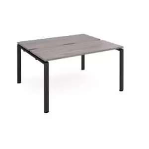 image of Adapt sliding top back to back desks 1400mm x 1200mm - Black frame and grey oak top