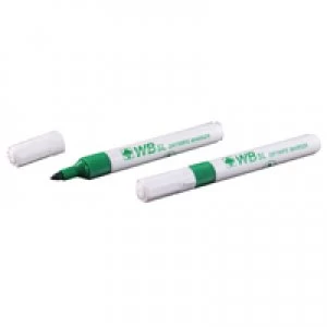 image of Whitecroft Green Whiteboard Marker Pens Bullet Tip Pack of 10 WB15 804018