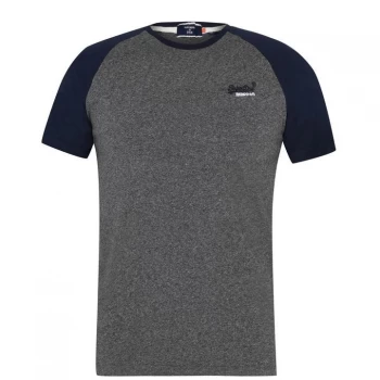 Image of Superdry Baseball Short Sleeves T-Shirt - Black Grit NKM