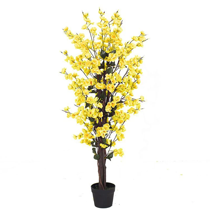 Image of Leaf 120cm Artificial Yellow Blossom Tree 5060532979323