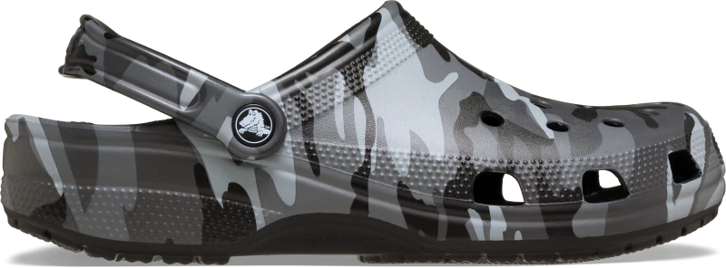 Image of Crocs Unisex Classic Camouflage Clogs Black/Slate Grey W4/M3