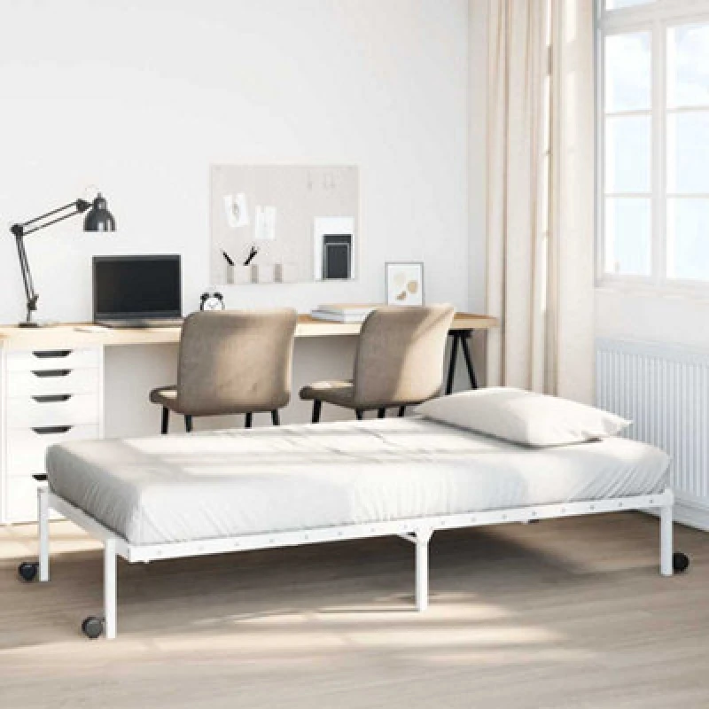 Image of Vidaxl Bed Frame Without Mattress Foldable White 90X190 Cm Steel