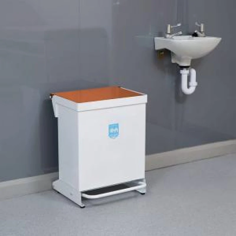 Image of Fire Retardant Steel Sackholder White Body with Orange Lid 42L 410367