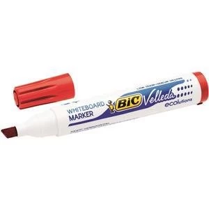 image of Original Bic Velleda 1751 Chisel Tip Whiteboard Marker Line Width 3.7 5.5mm Red Pack of 12 Markers