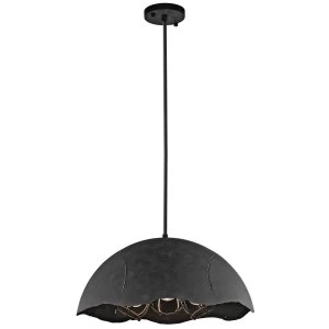 Image of 3 Light Dome Ceiling Pendant Weathered Zinc, E27