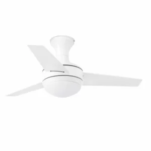 image of Mini 2 Light Small Ceiling Fan White, Maple with Light, E27