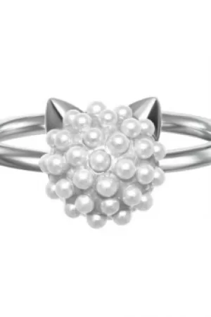 Image of Ladies Karl Lagerfeld Silver Plated Pearl Choupette Ring Size P/Q 5378079