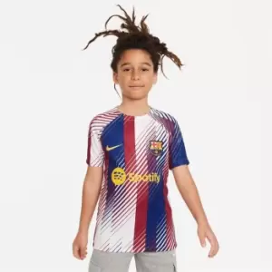 image of Nike Barcelona Pre Match Home Shirt 2023 2024 Juniors - White