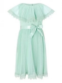 image of Monsoon Girls Dotty Cape Dress - Mint