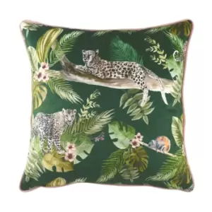 image of Jungle Leopard Cushion Green