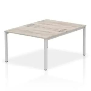 image of Impulse Bench B2B 2 Person 1200 Silver Frame Office Bench Desk Grey Oak