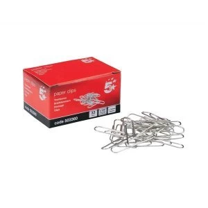 image of 5 Star Office Paperclips Metal Large 33mm Lipped Pack 10x100