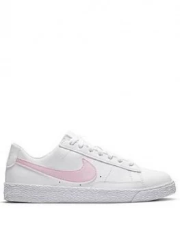 image of Nike Blazer Low Junior Trainer, White/Pink, Size 3