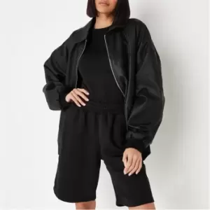 image of Missguided Pu Oversized Bomber - Black