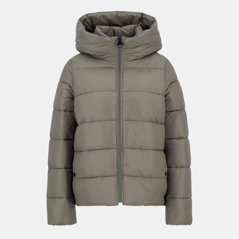 Image of Barbour International Womens Olivios Hooded Long Sleeve Full Zip Short Puffer Jacket Dusky Khaki female 18 (2XL)