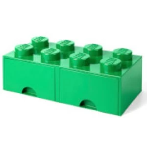 image of LEGO Storage 8 Knob Brick - 2 Drawers (Dark Green)