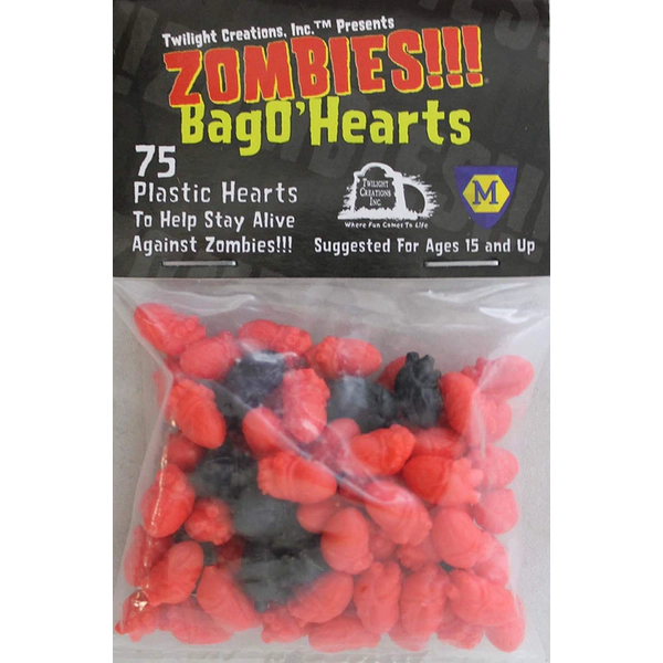 Image of Bag O Hearts Small Plastic Markers Tokens for Zombies Board Game