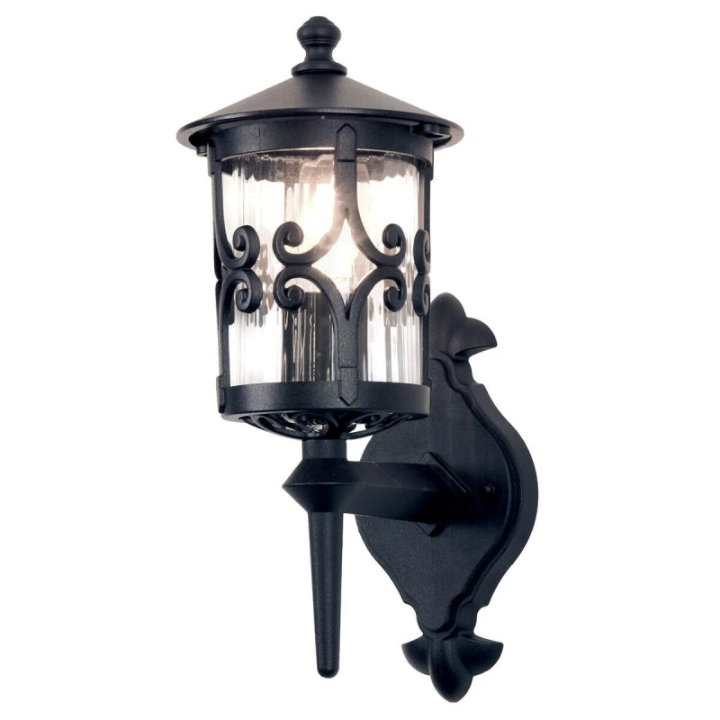 Image of Loops IP23 Wall Light Sconce Black LED E27 100W Bulb External d00192 Black