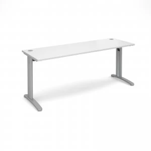 image of TR10 Straight Desk 1800mm x 600mm - Silver Frame White Top