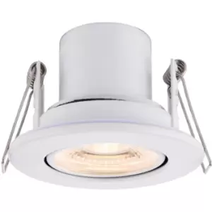 Image of Recessed Tiltable Ceiling Downlight - Dimmable 8.5W Warm White LED - Matt White