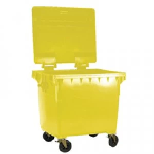 image of Slingsby Yellow Wheeled 1100 Litre Bin With Flat Lid 377397