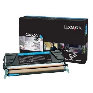 image of Lexmark C746A2CG Cyan Laser Toner Ink Cartridge