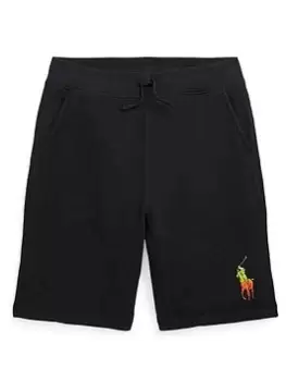 Image of Boys, Ralph Lauren Ombre Big Pony Fleece Shorts - Black, Size 16 Years=Xl