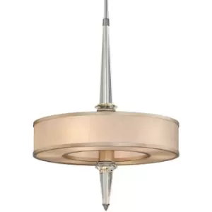 Image of Harlow 6 + 10 LED Light Pendant Silver Leaf Polished, Fabric Shade