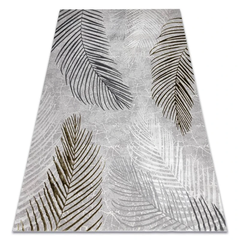 Image of RugsX Carpet Allure 8752 Palm Leaves - Structural, Stylish, Glamour Grey / Gold 80X150 Cm