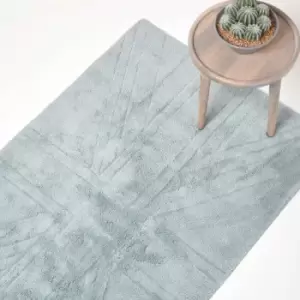 Image of Cotton Tufted Rug Union Jack Plain Embossed Mat Silver Grey, 50 x 80cm - Silver grey - Homescapes