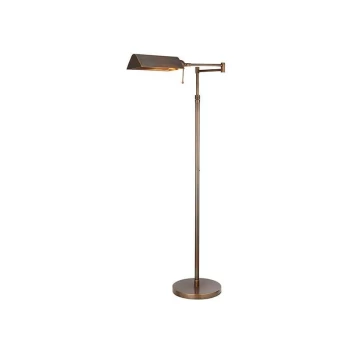 image of Interiors Clarendon - 1 Light Task Floor Lamp Deep Antique Patina, E27