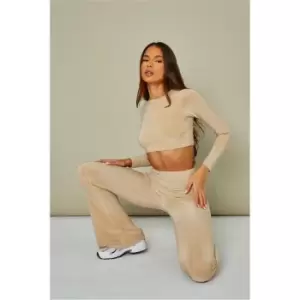 Image of I Saw It First Stone Basic Long Sleeve Double Layer Slinky Crop Top - Brown