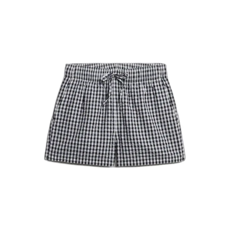 Image of Superdry Striped organic cotton elasticated shorts For Her Superdry Bleu Female XS