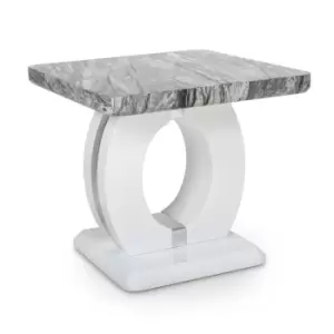 Image of Shankar Neptune Marble Effect Grey/White Lamp Table
