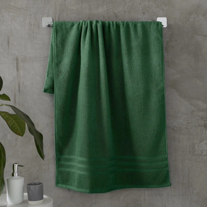 Image of Catherine Lansfield 'Zero Twist' Bath Towel Dark Green