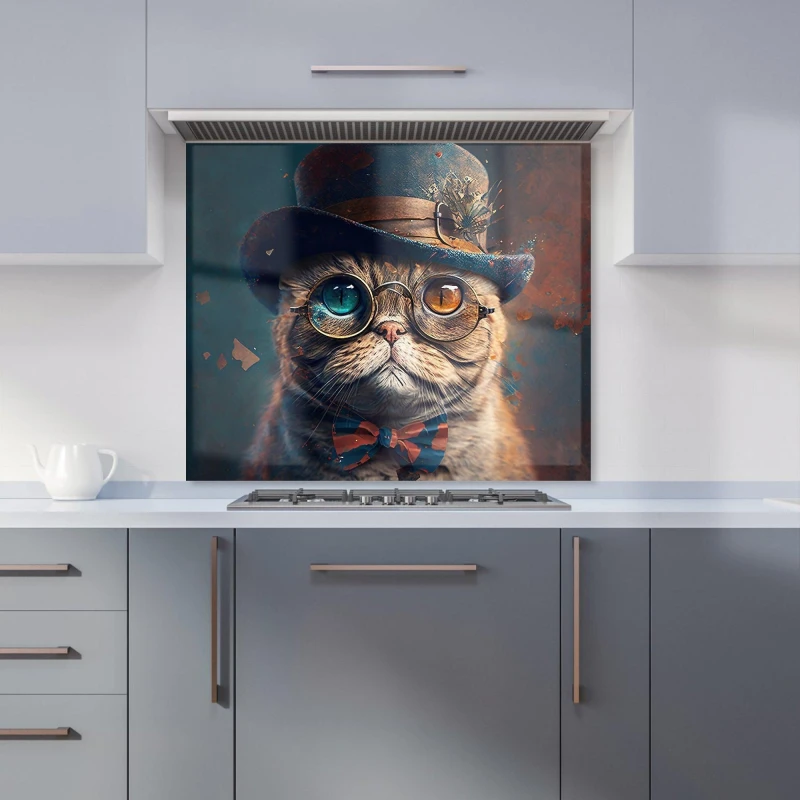 Image of Warren Reed - Designer Scottish Fold Cat Kitchen Splashback Size: 700mm x 650mm Multicolor Unisex 700mm x 650mm