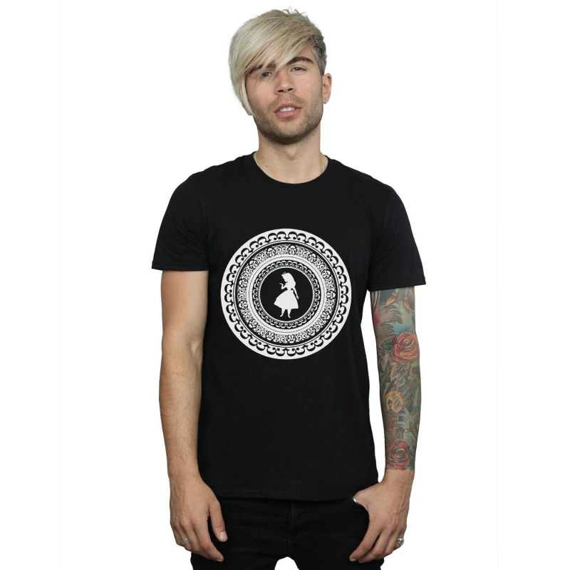 Image of Disney Men Alice In Wonderland Circle T-Shirt in Black Size: Small Black S Male 5057736321546