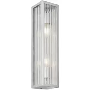 Image of Loops - Bathroom Wall Light Fitting - Chrome Plate & Ribbed Glass Shade - Twin Lamp