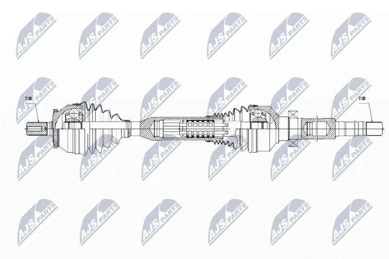 Image of NTY NPW-VV-053 Drive shaft Automatic Transmission, Front Axle Right Drive Shaft (13)