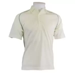 image of Carta Sport Childrens/Kids Contrast Piping Cricket Shirt (L) (Off White/Green)